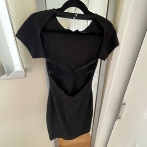 Amanda Uprichard Women's Black Bodycon Mini Dress Strap Back Size S Spanx